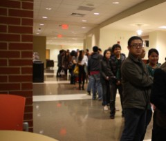 A line forms outside of the Auburn University Student Center Ballroom before the doors to the Gala open.